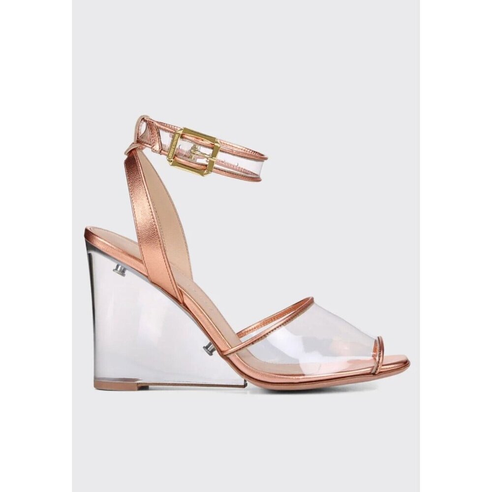 Veronica Beard Womens Beige Cyndi Cantaloupe Wedge High Heel Sandals Size 8.5M - Picture 4 of 13